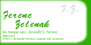 ferenc zelenak business card